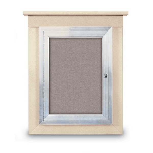 42"x32" 2-Door Enclosed Letterboard, Black Vinyl/Walnut